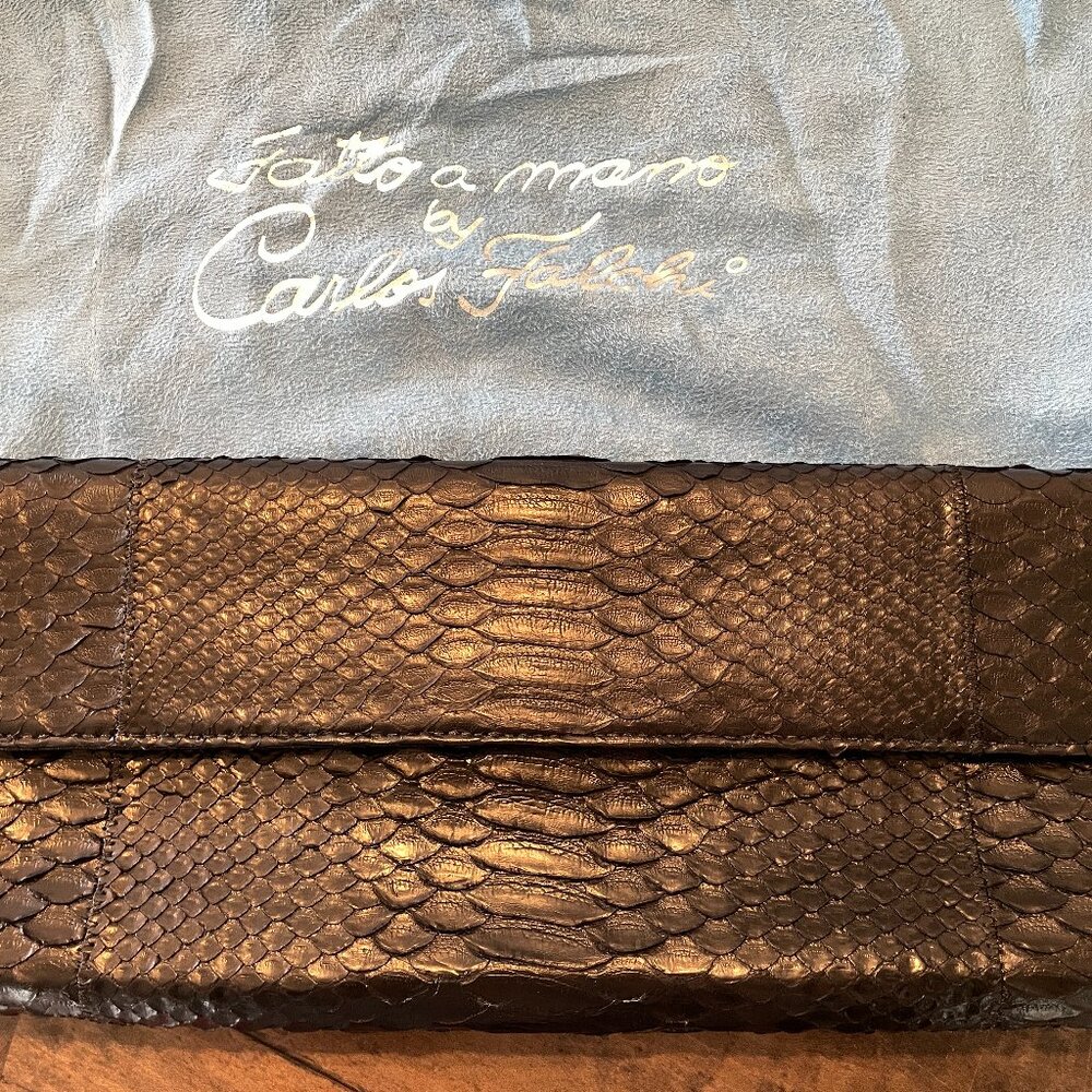Carlos Falchi Black Python Clutch with silver met… - image 1